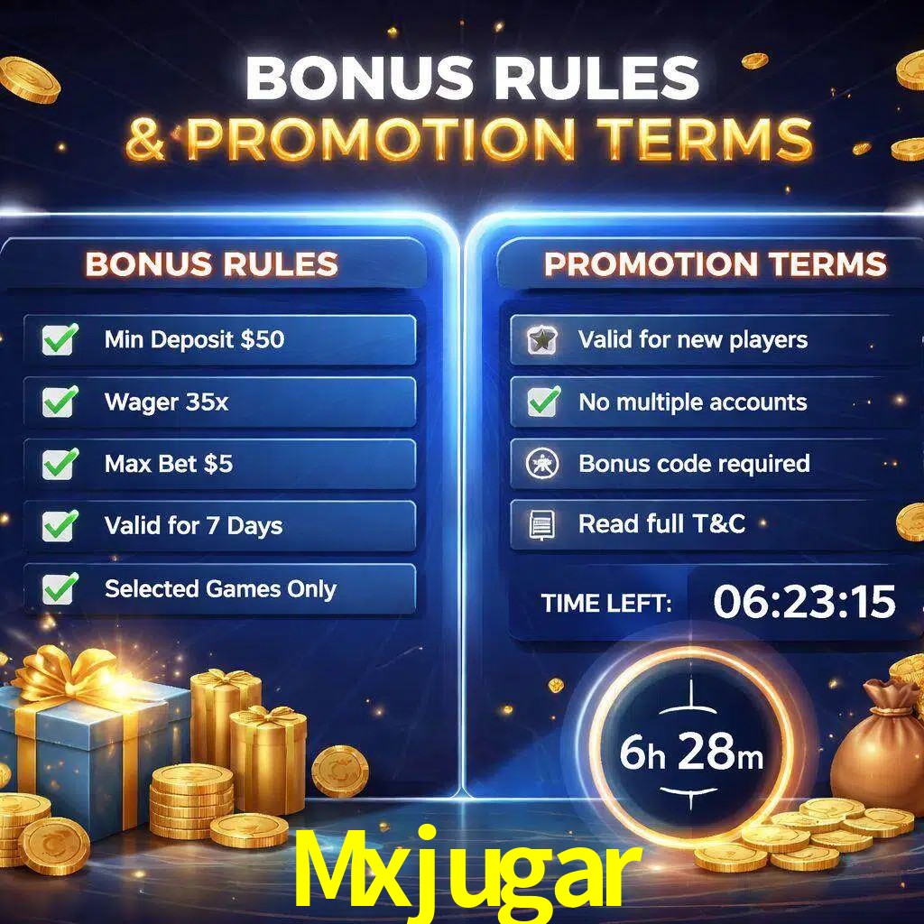 Reglas de promoción Mxjugar y condiciones de bonos explicadas visualmente