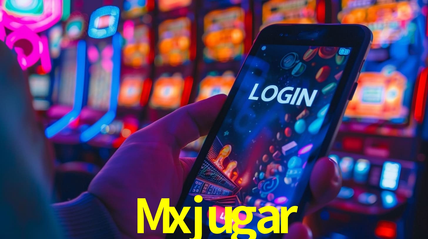 Una escena digital vívida inspirada en casino con Mxjugar mostrado prominentemente, luces brillantes, fichas, cartas y acentos dorados.